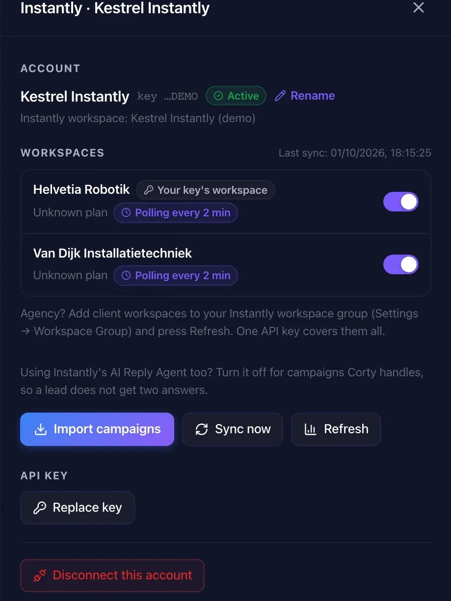 Instantly connected to SalesLobe with two workspaces